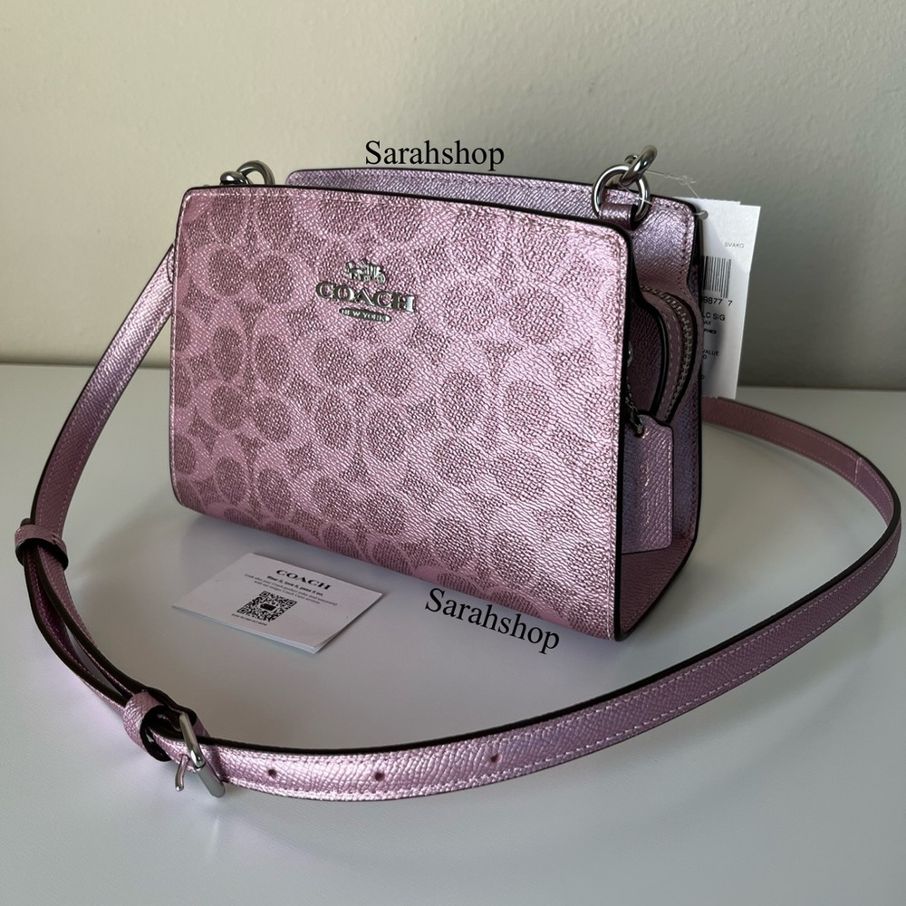 ✅Coach Gia Crossbody In Metallic Signature Canvas